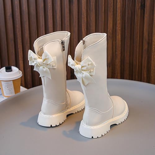 Kid's Girls Leather Lace-Up Zipper Mid Calf Combat Riding Winter Boots Fall Winter Fashion (Little Kid/Big Kid)4