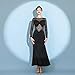 ZYDANC Lace Ballroom Dance Performance Dresses Tango Social Dance Dress Waltz Foxtrot Training Outfit for Women,Black,XL