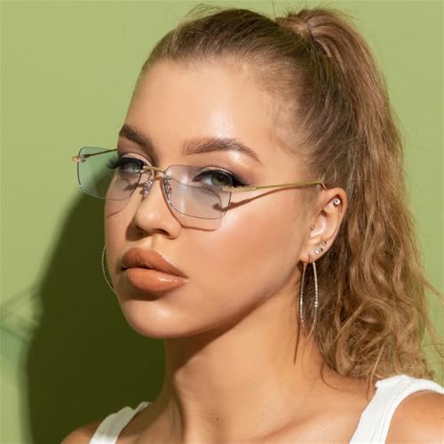 Lunettes de soleil carrées sans monture légères avec verres teintés géométriques - 7