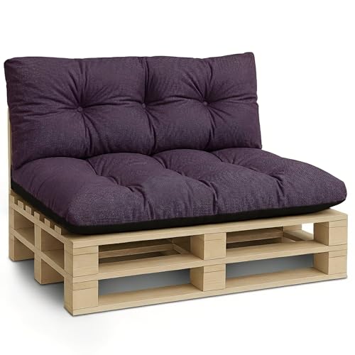 Amazinggirl Palettenkissen Outdoor Kissen 2er-Set Palettenkissen - Auflagen für Paletten Europaletten Palettensofa und Palettenmöbel Palettenpolster Outdoorkissen Gartenkissen Bordeaux Öko-leinen