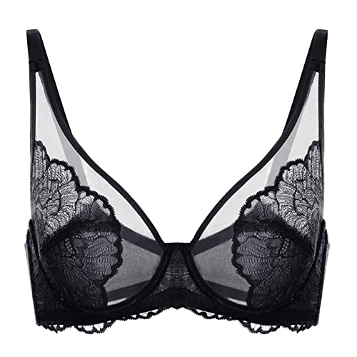 Hsia Minimizer Bra For Women Full Coverage Lace Plus Size Compression Bra Unlined Bras With Underwire 38Dd Black #TOP4