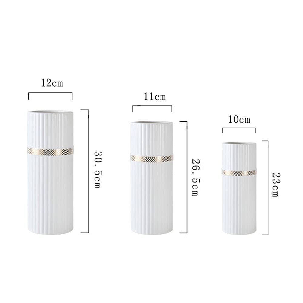 Nff Jarrón, 26.5 Cm Vasillo De Cerámica Moderno con Rayas con Phnom Penh para Sala De Estar Mesa De Comedor Boda O Regalo (Color : White, Size : 26.5×11cm)
