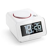 Homtime Loud Alarm Clock for Bedroom with Dual USB Charger Ports for Beside Digital Clock Dimmable Snooze White(with AC Adapter)