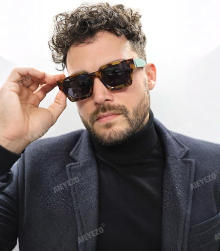 Image of AIEYEZO Square Sunglasses for Women Men Square Thick Frame Sun Glasses Simple Designer Style Shades