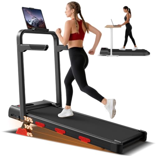 LONTEK 15% Incline Walking Pad Treadmill with Handles, Treadmills for Home