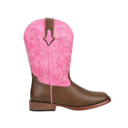 ROPER Kids Girls Blaze Pink Shaft Square Toe Casual Boots Mid Calf - Pink