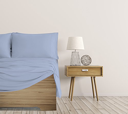 SHEEX Breezy Cooling Sheet Set with 2 Pillowcases, Breathable, Silky-Soft, Skye Blue, Queen