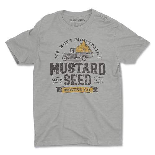 Mustard Seed Unisex T-Shirt|Christian Vintage Graphic Tee|Perfect for Religious & Casual Wear (Large, Athletic Heather)