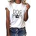 Produktbild iHENGH Damen Top Bluse Bequem Lässig Mode T-Shirt Frühling Sommer Blusen Frauen Lose Oansatz Spitze der Art und Weisefrauen kurzärmeliger Hund Mutter Druck(Weiß, L)
