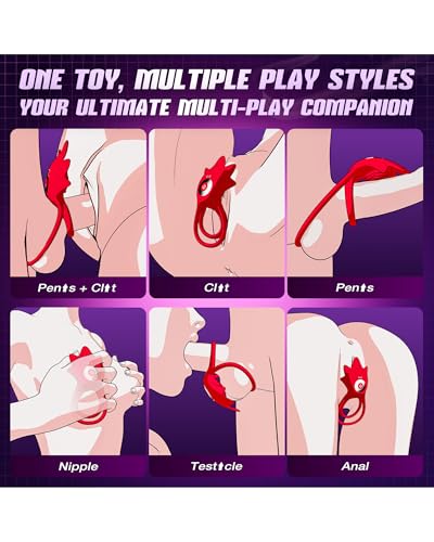 Image of Vibrating Cock Ring Sex Toys - MOOLIGIRL AI Lover Rose Toy Penis Ring Vibrator, Couples Sex Toys for Men Women, 9 Vibration Modes App Control Clitoral Stimulator Female Adult Toys Vibrater Cockring