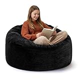 Yagamo Bean Bag Chairs for Teens, 3FT Bean Bag with Memory Foam Filling, Bean Bag Chairs with Plush Microfiber Removable Cover, Cozy Sofa for Reading, Gaming-Black