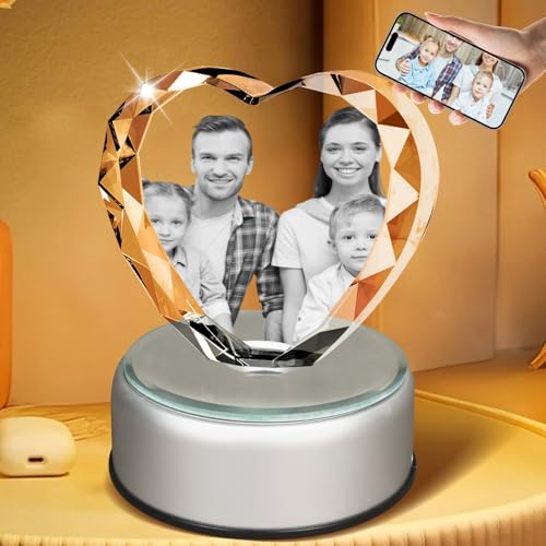 Cristal 3D personalizado con foto, grabado láser personalizado, imagen de cristal para bodas, cumpleaños, graduación, regalo único para la familia (cuatro personas) (90 x 40 x 80 mm)