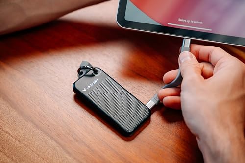 Verbatim Pocket SSD 1 to Disque Dur Externe Portable Solid State Drive USB 3.2 Gen 2 pour Mac, PC & Console de Jeux Noir/Gris