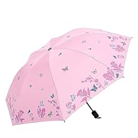 Hearda Umbrella, Umbrella Windproof Strong, Large Umbrellas for Women Man and Kids, Portable Uv Umbrella for Hot and Rainy Weather, Travelling, Outdoor (Diameter 96cm,Pink Butterfly)