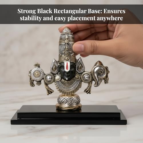 Image of 999 Silver Plated Balaji Murti | 4 Inch Spiritual & Vastu Idol for Home Temple Decor | Auspicious Lord Venkateswara Swamy Statue for Puja Room & Religious Gift