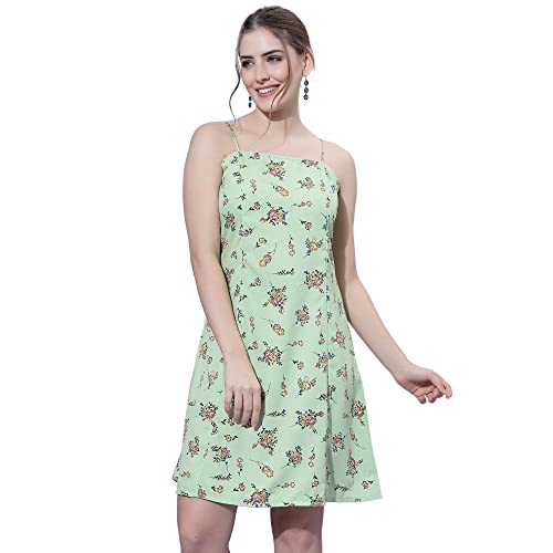 Image of OOMPH! Women A-Line Floral Mini Dress Western, Off Shoulder, Slip On