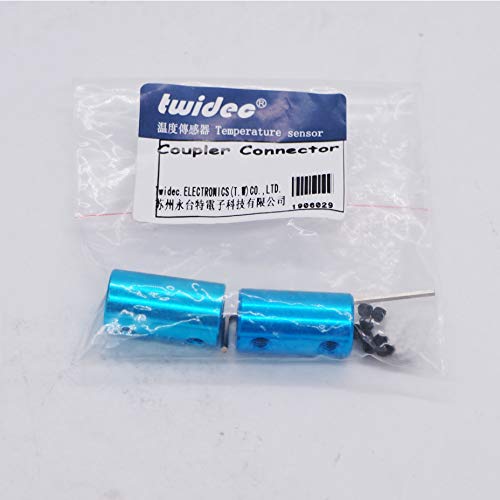 Twidec/2Pcs 5mm to 5mm Bore Flexible Shaft Coupling Robot Motor Wheel Blue Aluminum Casing Rigid Coupler Connector COUPLER-BU-5-5