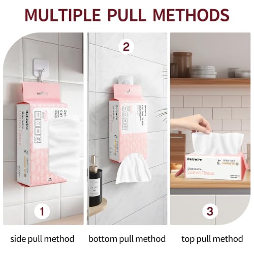 Image of 240 Count Soft Dry Wipe Dot Texture, 3 Pack | Lint Free Facial Cleansing Towels Disposable, Dry and Wet Use for Sensitive Skin, Makeup Removing, Surface Cleaning