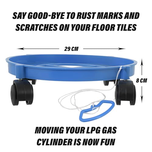 Image of Kuber Industries 2 Pieces LPG Cylinder Trolley Easily Movable Stand with Wheels Gas Cylinder Stands Gas Cylinder Trolley (Blue & Red)-KUBMART11184