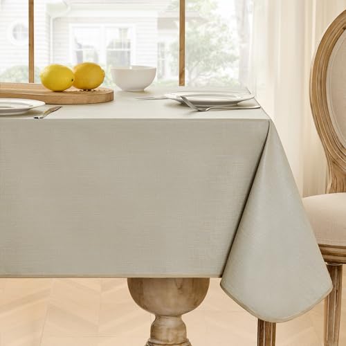 Image of Softalker Vinyl Tablecloth Rectangle, Outdoor 100% Waterproof Oil Proof Plastic Edge Binding Table Cloth, Heavy Duty Thick Wipeable PVC Table Covers for Picnic Dining Party - 54 x 108 Inch, Sand