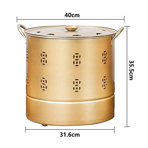 Edelstahl- Brennfass, großer Verbrennungsofen, 360 ° Universalrad, zum Verbrennen von Müll, Papier, Blättern, Mehreren Größen, Gold-2