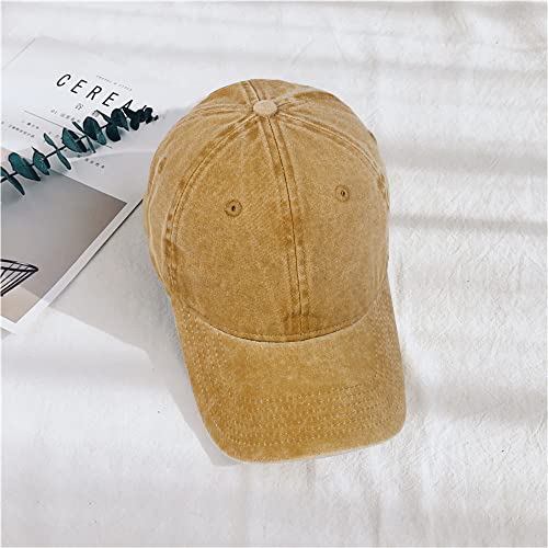 Image of HH HOFNEN Baseball Cap Washed Cotton Unstructured Vintage Hat for Men Women | Unisex Sports Ball Caps Sun Protection Adjustable Outdoor Curved-Brim Dad Hat Classic Plain Cap
