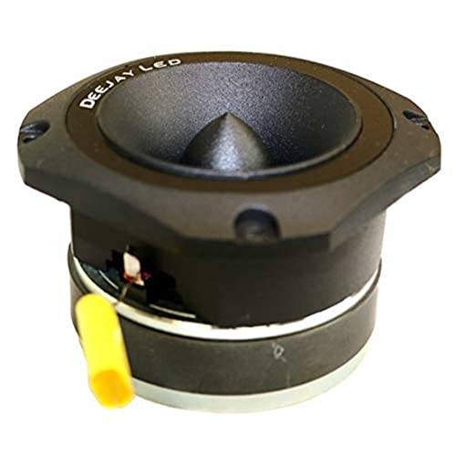 DEEJAY LED 4-Inch Aluminum Compression Tweeter, 8 Ohm, 107dB Sensitivity, Black Diamond Chrome Finish, High Frequency 4 Inch Tweeter with Crossover for Tweeters Speakers and Audio System Builds