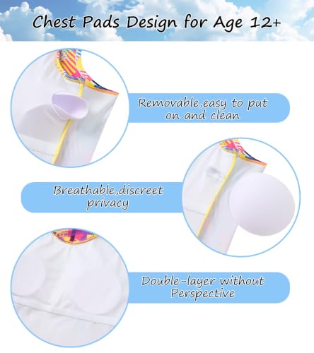 Image of Belovecol Girls Swimsuits 2Pcs Tankini Bathing Suit 4-16Y Bra Pads for 12Y+