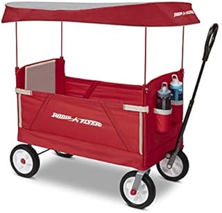 Radio Flyer 3 in 1 Off-Road EZ Fold Wagon with Canopy, Red