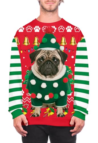 Ainuno Ugly Christmas Sweatshirt for Men Women Funny Holiday Shirt Long Sleeve Tops4