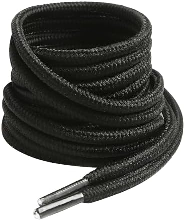 VSUDO 2 Pairs Round Boots Shoelaces, 5/32" Diameter Outdoor Work & Hiking Boots Shoe Laces, Winter Snow Boots Shoelace, Premium Athletic Running Shoestrings for Men/Women(2Pairs-Black-160CM)