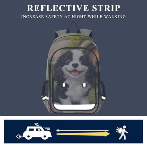senya Charles Cavalier Dog Backpack Water-Resistant Bag Lightweight Bookbags with Reflective Strip4