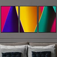 3 Piece Framed Canvas Wall Art Abstract Colorful Cool Geometric Canvas Prints Home Artwork Decoration for Living Room,Bedroom - 16