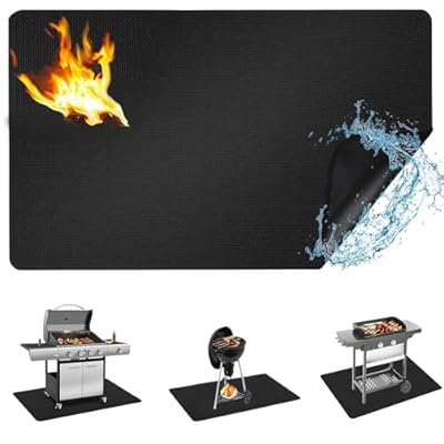 AGOLEAM 60 x 42 inches Under Grill Mat for Outdoor Grill,Double-Sided Fireproof Grill Pad,Indoor Fireplace Mat Fire Pit Mat,BBQ Mat for Under BBQ,Oil-Proof Waterproof Grill Floor Pad