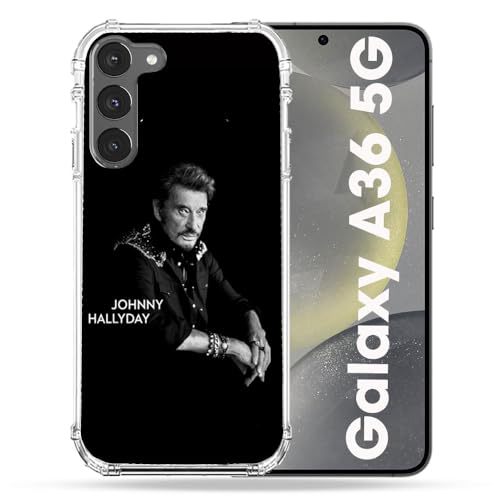 Coque Samsung Galaxy A36 5G antichoc Johnny Hallyday musique rock noir
