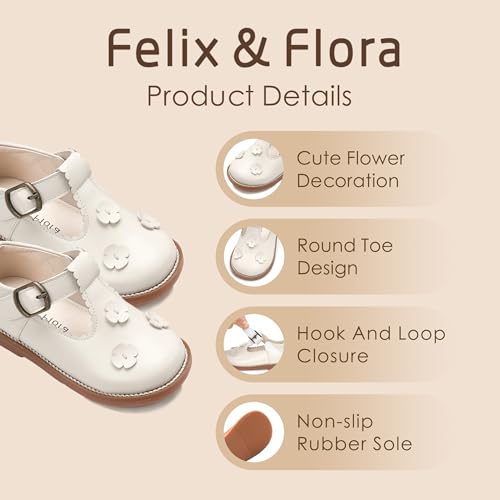 Image of Felix & Flora Toddler Girl Mary Jane Dress Shoes - School Oxford Flats for Girl Party Shoes.