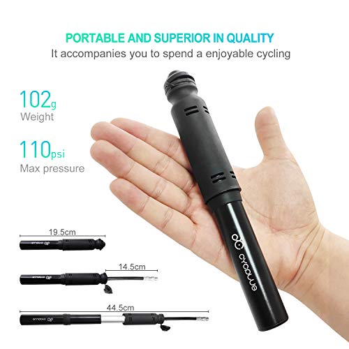 CYCPLUS Mini Portable Bike Tire Pump Bicycle Fram Mount Pump Fits Presta & Schrader Valve 120 PSI High Pressure for Road Mountain and BMX Bikes Includes Mount Kit A30 Black - Thumbnail 6