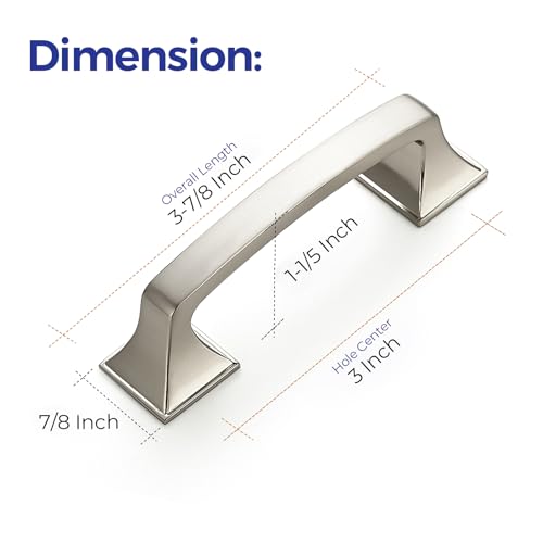 Image of Ravinte Brushed Nickel Cabinet Handles Arch Pulls 3 Inch 20 Pack | Square Foot Arch Pulls, Solid Zinc Alloy, Easy Install, Modern Design, Screws Provided, for Drawers & Cupboards