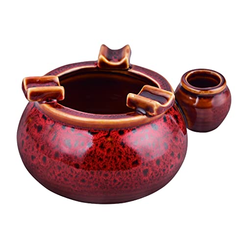 K COOL Keramik-Aschenbecher mit kleinem Löschtopf, Zigarettenaschenbecher...