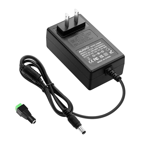 ALITOVE 12V DC Power Supply 3A 36W Universal AC Adapter 100-240V 50-60hz to 12 Volt Power Adapter Cord 3Amp 2.5A 2A 5.5mm x 2.5mm 2.1mm for LED Strip Light CCTV Security Camera PC Monitor and More