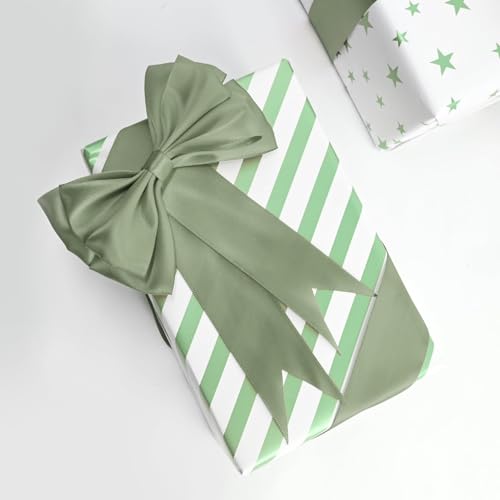 Image of Double Face Dusty Sage Green Satin Ribbon 1-1 /2 inch X 50 Yards Polyester Dusty Sage Green Ribbon for Gift Wrapping Very Suitable for Weddings Party Hair Bow Invitation Decorations and More
