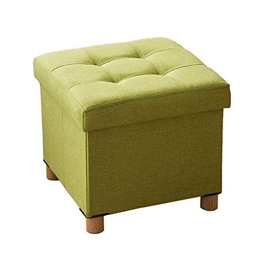 Tabouret de rangement pouf vert et bois à haute élasticité - 2