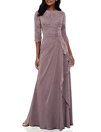 Mother Of The Bride Dress Long Evening Formal Dress 3/4 Sleeve Lace Mauve 20W #TOP6