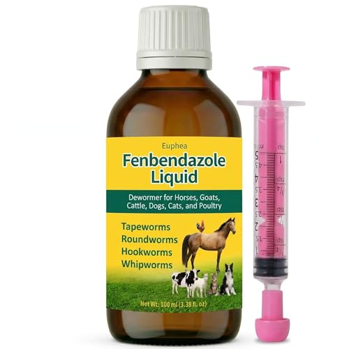 Euphea Fenbendazole for Horses Dewormer Liquid for Horses Dogs Cats Poultry & Other Livestock of All Ages 100 mL/NDC Code