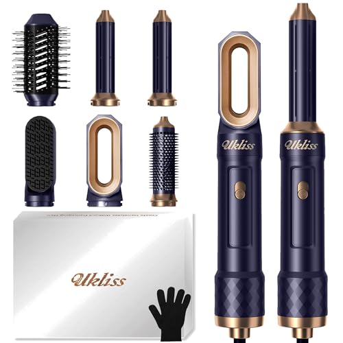 UKLISS Hair Styler 6 in 1, Hair Dryer Brush Set with Automatic Hair Curler, Hair Straightner, Thermal Brush, Round Brush, Blow Dryer, Multi Hair Stylers Gifts for Women Dry, Volume, Curls & Style