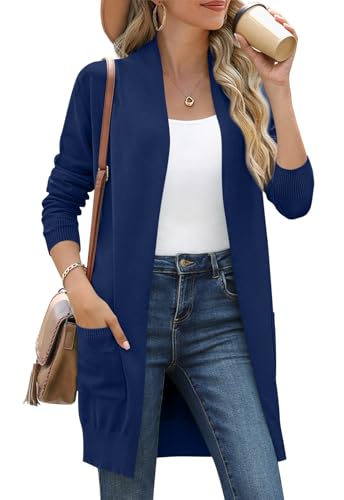 Image of Anymiss Womens Oversized Long Sweater Cardigan with Pockets - Long Sleeve Knit Kimono S-3X