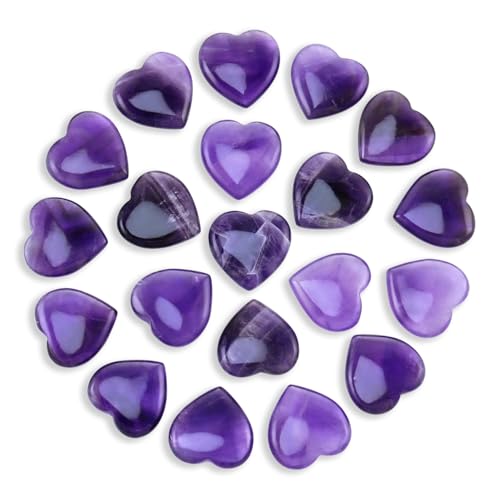 Nvzi Tumbled Polished Natural Amethyst Stones and Crystals Heart Stones, Crystals and Healing Stones Quartz Bulk for Wicca, Reiki, Healing Energy, Chakra Stones, Witchcraft Supplies(20Pcs)