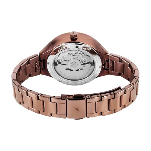 Image of Fastrack Automatic Brown Dial Metal Strap Watch for Girls
