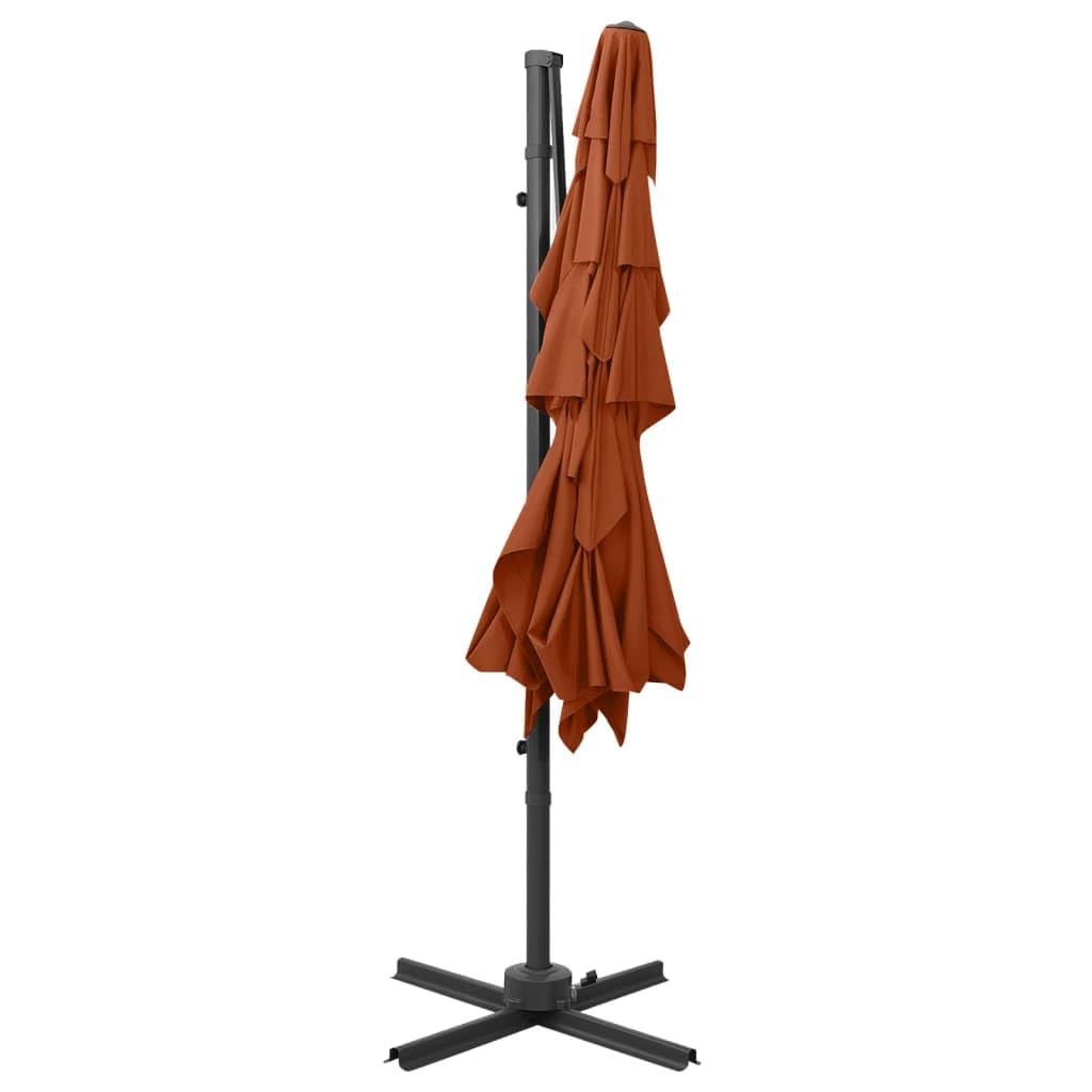 Sombrilla de Jardín 4 Niveles con Protección UV y Anti-decoloración, Impermeable para Patio Terraza, Plegable con Cigüeñal e Inclinación, Poste y Varillas de Aluminio