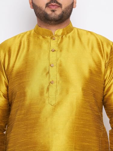 Image of Vastramay Plus Men's White Silk Blend Kurta Pyjama Set VPLUSMKWH001nPBL 44 | Independence Day